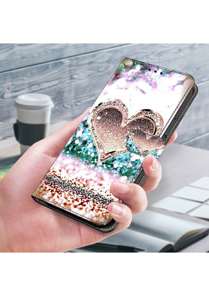 Xiaomi Redmi Için Telefon Kılıfı Not 12 5g (Çin)/(Hindistan)/(Global)/poco X5 5g, Pu Deri 3D Desen Stand Flip Cüzdan Kapak-Pembe Elmas Kalp (Yurt Dışından) indirimleri