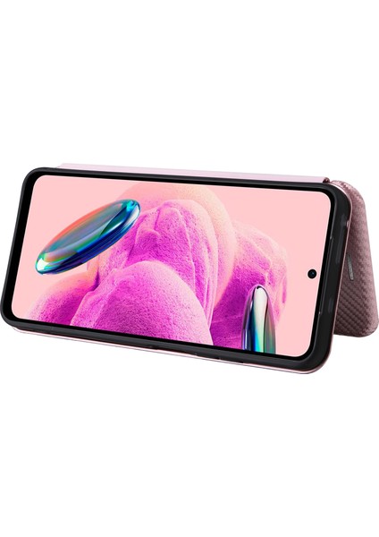 Xiaomi Için Redmi Not 12S 4g Kart Tutucu Deri Telefon Kılıfı Karbon Fiber Doku Stand Kapak Çizgi Altın (Yurt Dışından)