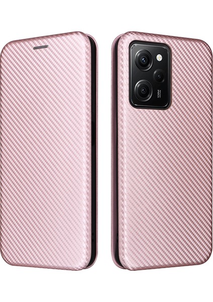 Xiaomi Redmi Için Note 12 Pro Speed ​​5g/note 12 Pro 5g/poco X5 Pro 5g Telefon Kılıfı Pu Deri Karbon Fiber Doku Stand Kartı Yuvası Telefon Kapak Çizgisi Altın (Yurt Dışından)