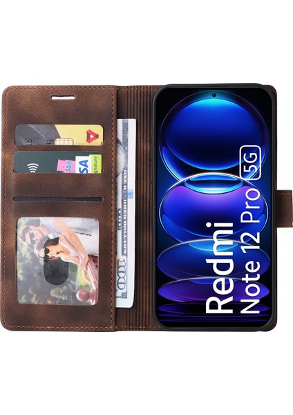 Xiaomi Redmi Için Note 12 Pro 5g/note 12 Pro Speed ​​5g/poco X5 Pro 5g Deri Cüzdan Stand Telefon Kılıfı Cilt Touch Cover-Brown (Yurt Dışından)