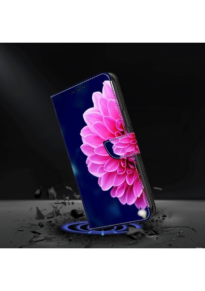 Xiaomi Için Redmi Not 12 4g Pu Deri Flip Telefon Kılıfı 3D Desen Basılı Cüzdan Stand Kapak Pembe Çiçekler (Yurt Dışından)