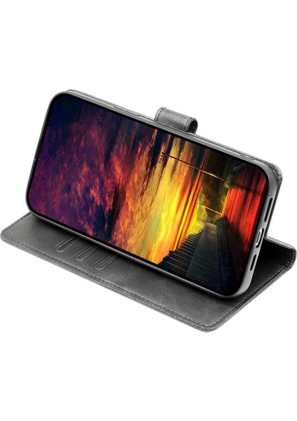 Xiaomi Redmi Için Not 12S 4g Flip Stand Pu Deri Cüzdan Kılıf Buzağı Doku Telefon Kapak Black (Yurt Dışından)