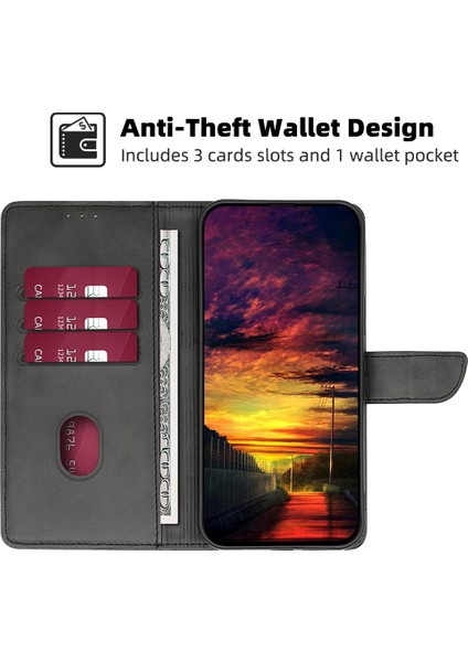 Xiaomi Redmi Için Not 12S 4g Flip Stand Pu Deri Cüzdan Kılıf Buzağı Doku Telefon Kapak Black (Yurt Dışından)