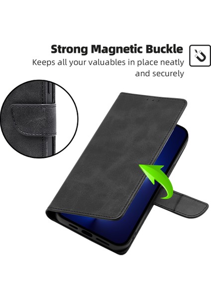 Xiaomi Redmi Için Not 12S 4g Flip Stand Pu Deri Cüzdan Kılıf Buzağı Doku Telefon Kapak Black (Yurt Dışından)