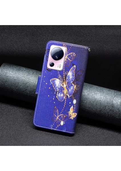 Xiaomi Için 13 Lite/civi 2 5g Cüzdan Telefon Kılıf Deseni Baskı Pu Deri Flip Stand Kapak-Melez Kelebekler (Yurt Dışından)