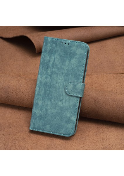 Xiaomi Için Redmi Note 12S 4g Telefon Kapağı Izgara Deseni Baskılı Stand Cüzdanı Pu Deri Telefon Vaka-Yeşil (Yurt Dışından)