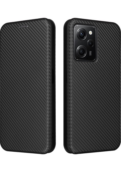 Xiaomi Redmi Için Note 12 Pro Speed ​​5g/note 12 Pro 5g/poco X5 Pro 5g Telefon Kılıfı Pu Deri Karbon Fiber Doku Stand Kartı Yuvası Telefon Kapak Black (Yurt Dışından)