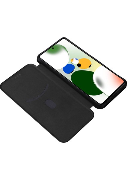Xiaomi Redmi Için Note 12 Pro Speed ​​5g/note 12 Pro 5g/poco X5 Pro 5g Telefon Kılıfı Pu Deri Karbon Fiber Doku Stand Kartı Yuvası Telefon Kapak Black (Yurt Dışından)