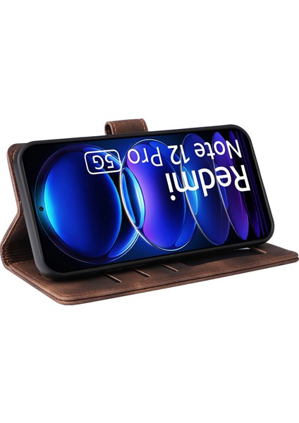 Xiaomi Redmi Için Note 12 Pro 5g/note 12 Pro Speed ​​5g/poco X5 Pro 5g Deri Cüzdan Stand Telefon Kılıfı Cilt Touch Cover-Brown (Yurt Dışından)