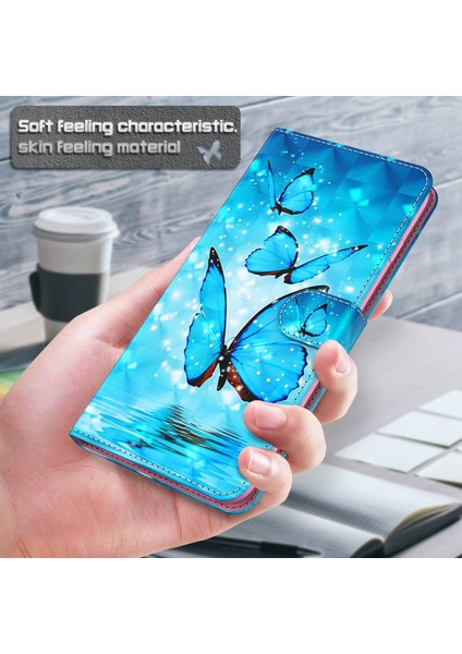Xiaomi Redmi Için Note 12 5g (Çin)/(Hindistan)/(Global)/poco X5 5g Deri Telefon Kılıfı 3D Desen Baskı Stand Standı Cüzdan Kapak-Meyve Kelebekleri (Yurt Dışından)