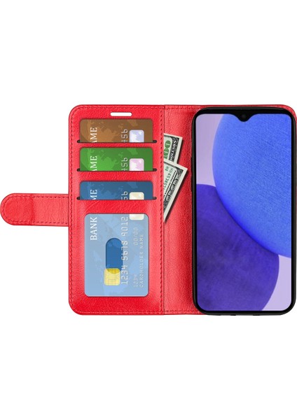 Xiaomi Için Redmi A1+ 4g/a2+ 4g/poco C50 4g Pu Deri Deri Stand Folio Flip Telefon Kılıf Çılgın At Dokusu Manyetik Kapak Kapak-Kırmızı (Yurt Dışından)