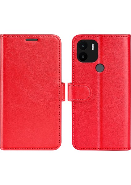Xiaomi Için Redmi A1+ 4g/a2+ 4g/poco C50 4g Pu Deri Deri Stand Folio Flip Telefon Kılıf Çılgın At Dokusu Manyetik Kapak Kapak-Kırmızı (Yurt Dışından) fiyatları