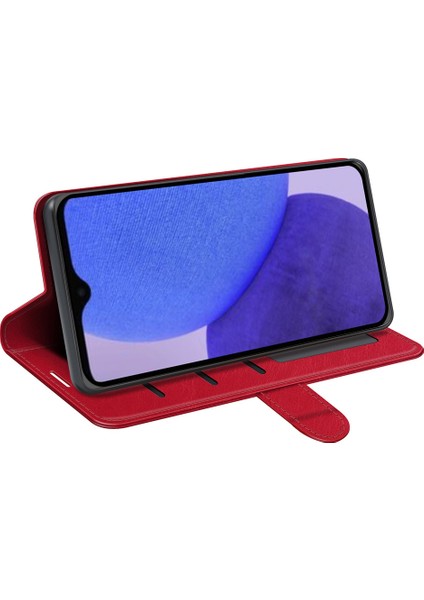 Xiaomi Için Redmi A1+ 4g/a2+ 4g/poco C50 4g Pu Deri Deri Stand Folio Flip Telefon Kılıf Çılgın At Dokusu Manyetik Kapak Kapak-Kırmızı (Yurt Dışından) modelleri