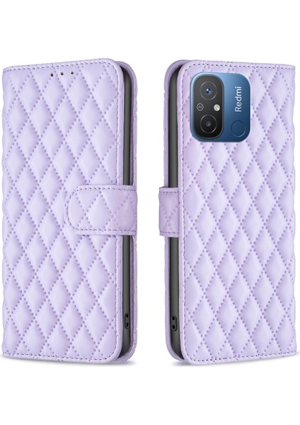 Xiaomi Redmi Için 12C 4g Baskılı Pu Deri Telefon Cüzdan Kılıfı Stand Koruma Kapak Morası (Yurt Dışından)