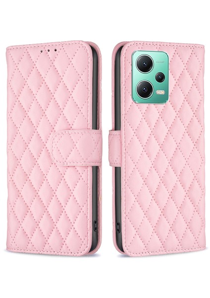 Xiaomi Redmi Için Cüzdan Telefon Kılıfı Not 12 5g (Global)/(Hindistan)/(Çin)/poco X5 5g Flip Folio Deri Kapak Standı Telefon Vaka-Pembe (Yurt Dışından)