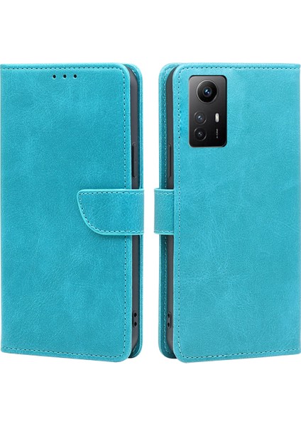 Xiaomi Için Redmi Not 12S 4g Flip Stand Pu Deri Cüzdan Kılıf Buzağı Doku Telefon Kapak Baby Mavi (Yurt Dışından)