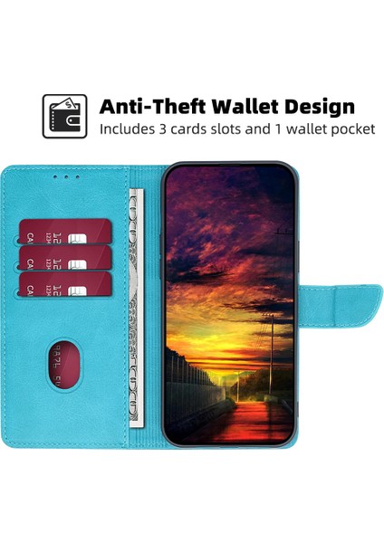 Xiaomi Için Redmi Not 12S 4g Flip Stand Pu Deri Cüzdan Kılıf Buzağı Doku Telefon Kapak Baby Mavi (Yurt Dışından)