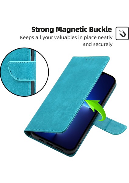 Xiaomi Için Redmi Not 12S 4g Flip Stand Pu Deri Cüzdan Kılıf Buzağı Doku Telefon Kapak Baby Mavi (Yurt Dışından)