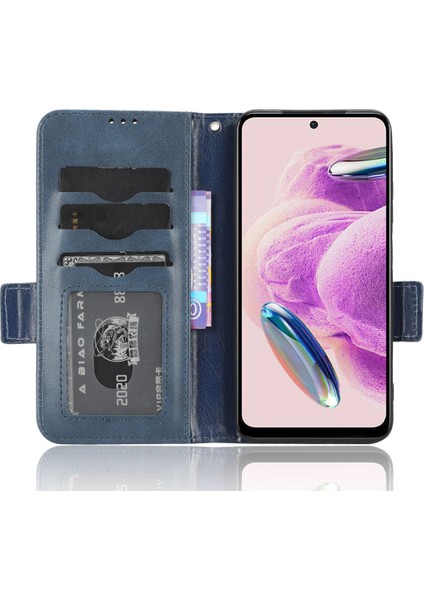 Xiaomi Için Redmi Note 12S 4g Pu Deri Cüzdan Telefon Kılıfı Baskılı Üçgen Katlama Stand Kapak Mavisi (Yurt Dışından)