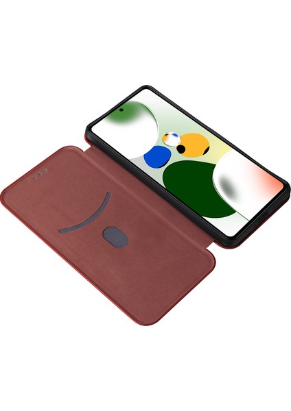 Xiaomi Redmi Için Note 12 Pro Speed ​​5g/note 12 Pro 5g/poco X5 Pro 5g Telefon Kılıfı Pu Deri Karbon Fiber Doku Stand Kartı Yuvası Telefon Kapak-Kırmızı (Yurt Dışından) modelleri