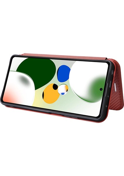 Xiaomi Redmi Için Note 12 Pro Speed ​​5g/note 12 Pro 5g/poco X5 Pro 5g Telefon Kılıfı Pu Deri Karbon Fiber Doku Stand Kartı Yuvası Telefon Kapak-Kırmızı (Yurt Dışından) fırsatları
