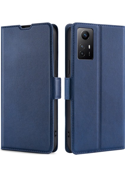 Xiaomi Için Redmi Not 12S 4g Pu Deri Kart Tutucu Telefon Kapağı Flip Stand Koruyucu Kılıf Mavisi (Yurt Dışından)