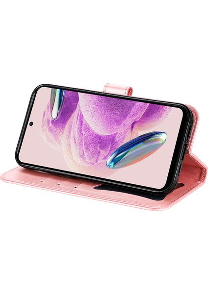 Xiaomi Için Redmi Note 12S 4g Anti-Dut Pu Deri Kapak Çiçeği Baskı Telefon Standı Cüzdan Telefon Vaka-Pembe (Yurt Dışından) modelleri