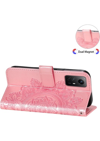 Xiaomi Için Redmi Note 12S 4g Anti-Dut Pu Deri Kapak Çiçeği Baskı Telefon Standı Cüzdan Telefon Vaka-Pembe (Yurt Dışından) fırsatları