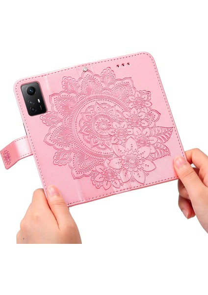 Xiaomi Için Redmi Note 12S 4g Anti-Dut Pu Deri Kapak Çiçeği Baskı Telefon Standı Cüzdan Telefon Vaka-Pembe (Yurt Dışından) indirimleri