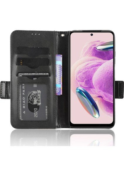 Xiaomi Için Redmi Note 12S 4g Pu Deri Cüzdan Telefon Kılıfı Baskılı Üçgen Katlama Stand Kapağı Black (Yurt Dışından)