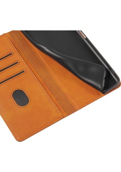 Xiaomi Için Redmi Note 12 4g Pu Deri Cüzdan Kılıf Buzağı Doku Standı Akıllı Telefon Kapak-Khaki (Yurt Dışından)
