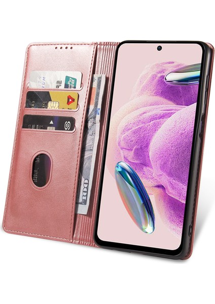 Xiaomi Için Redmi Note 12 4g Pu Deri Cüzdan Kılıf Buzağı Doku Standı Akıllı Telefon Kapak Golü Altın (Yurt Dışından)