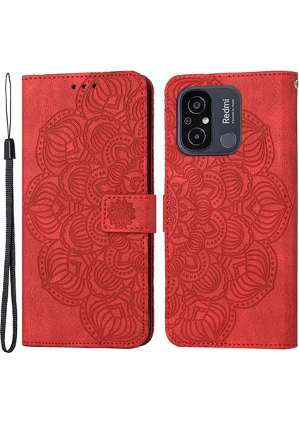 Xiaomi Redmi 12C 4g Için Şok Geçirmez Deri Telefon Kasası, Mandala Çiçek Telefon Kapağı Standı Cüzdan-Kırmızı (Yurt Dışından) fiyatları