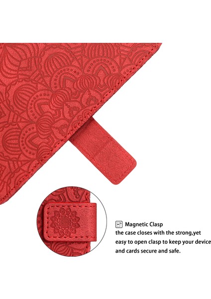 Xiaomi Redmi 12C 4g Için Şok Geçirmez Deri Telefon Kasası, Mandala Çiçek Telefon Kapağı Standı Cüzdan-Kırmızı (Yurt Dışından) indirimleri
