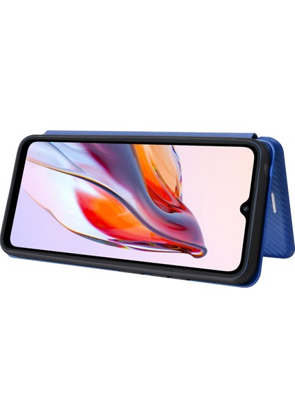 Xiaomi Redmi Için 12C 4g Telefon Kılıfı Tutucu Manyetik Otomatik Absorlanmış Karbon Fiber Doku Deri Deri Kapak Stand-Mavi (Yurt Dışından) fırsatları