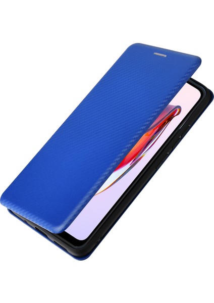 Xiaomi Redmi Için 12C 4g Telefon Kılıfı Tutucu Manyetik Otomatik Absorlanmış Karbon Fiber Doku Deri Deri Kapak Stand-Mavi (Yurt Dışından) indirimleri