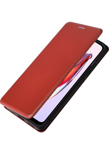 Xiaomi Redmi Için 12C 4g Telefon Kılıfı Tutucu Manyetik Otomatik Absorlanmış Karbon Fiber Doku Deri Deri Kapak Stand-Brown (Yurt Dışından) indirimleri