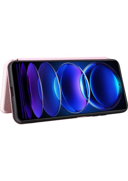 Xiaomi Için Redmi Note 12 5g (Global)/(Hindistan)/(Çin)/poco X5 5g Karbon Fiber Doku Manyetik Pu Deri Kılıf Kılıf Kartı Yuvası Stand Flip Cover-Rose Altın (Yurt Dışından)