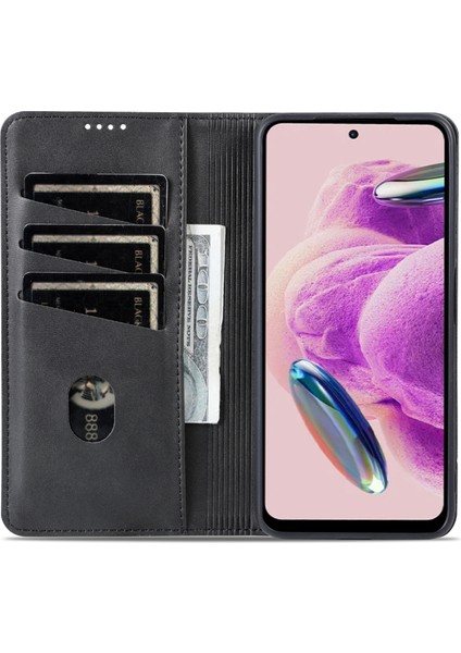 Xiaomi Için Redmi Note 12S 4g Görüntüleme Standı Pu Deri Cüzdan Kılıf Flip Folio Telefon Kapak Black (Yurt Dışından)