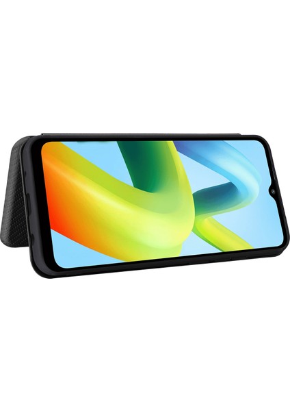 Xiaomi Için Redmi A1+ 4g/a2+ 4g/poco C50 4g Çizgi Anti-Kılavuzu Pu Deri Telefon Kılıf Kart Yuvası Stand Karbon Fiber Doku Manyetik Flip Cover-Black (Yurt Dışından) fırsatları