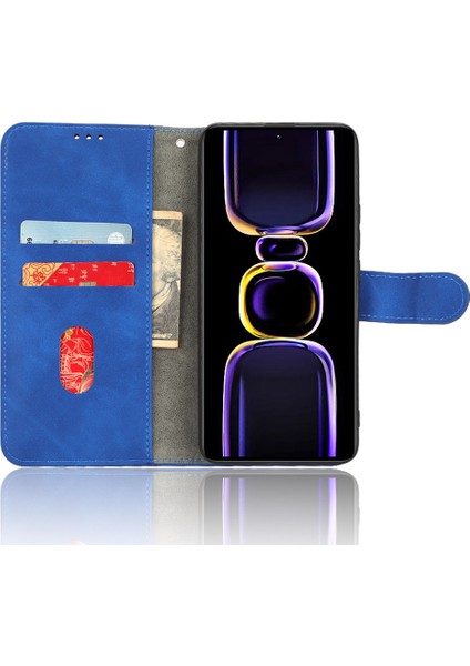Xiaomi Poco F5 Pro 5g/redmi K60 Pro 5G/K60 5g Cilt Dostu Pu Deri Flip Cep Telefon Kapağı Stand-Mavi (Yurt Dışından) modelleri