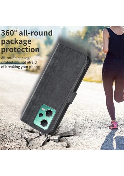Xiaomi Redmi Için Note 12 5g (Çin)/(Global)/(Hindistan)/poco X5 5g Baskılı Desen Stand Cüzdan Telefon Deri Case Black (Yurt Dışından)