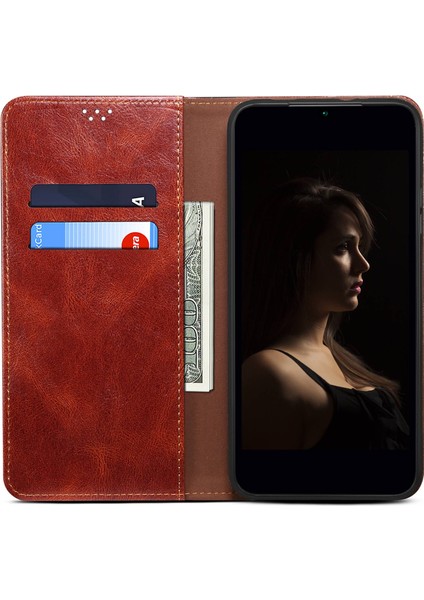 Xiaomi Redmi Için Anti Drop Pu Deri Telefon Kapağı Not 12 Pro 5g /not 12 Pro Hız 5g /poco X5 Pro 5g Mumsu Çılgın At Doku Doku Stand Telefon Kılıfı Brown (Yurt Dışından)