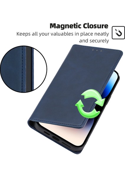 Xiaomi Redmi Için Not 12S 4g Pu Deri Cüzdan Kılıf Buzağı Doku Telefon Stand Kapak Sapfire (Yurt Dışından)