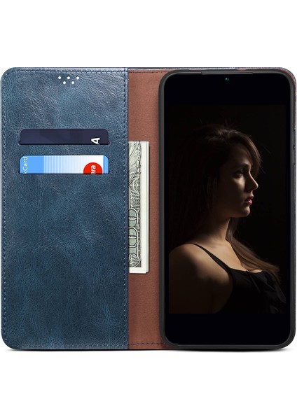 Xiaomi Redmi Için Anti Drop Pu Deri Telefon Kapağı Not 12 Pro 5g /not 12 Pro Hız 5g /poco X5 Pro 5g Mumsu Çılgın At Doku Doku Stand Telefon Kılıf Mavisi (Yurt Dışından)