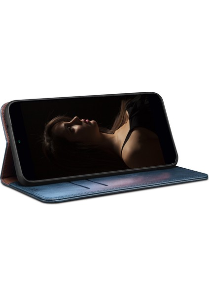 Xiaomi Redmi Için Anti Drop Pu Deri Telefon Kapağı Not 12 Pro 5g /not 12 Pro Hız 5g /poco X5 Pro 5g Mumsu Çılgın At Doku Doku Stand Telefon Kılıf Mavisi (Yurt Dışından)