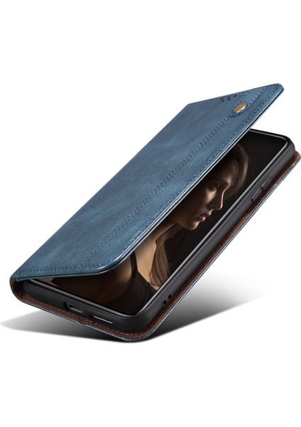 Xiaomi Redmi Için Anti Drop Pu Deri Telefon Kapağı Not 12 Pro 5g /not 12 Pro Hız 5g /poco X5 Pro 5g Mumsu Çılgın At Doku Doku Stand Telefon Kılıf Mavisi (Yurt Dışından)