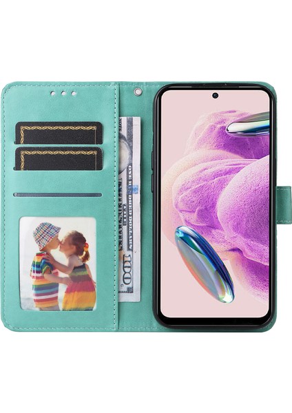 Xiaomi Için Redmi Note 12S 4g Anti-Dut Pu Deri Deri Flip Telefon Kılıfı Baskılı Ayçiçeği Stand Cüzdan Kapak Yeşil (Yurt Dışından)