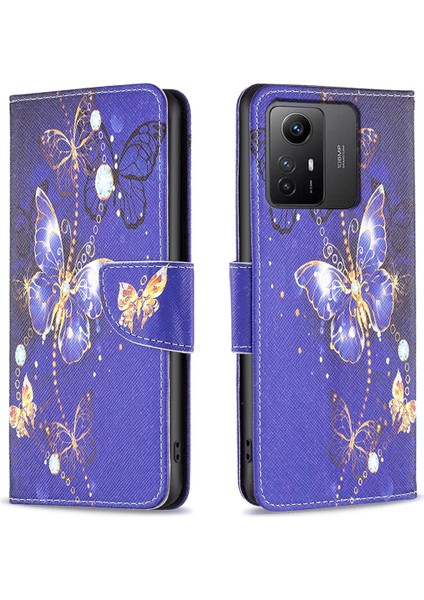 Xiaomi Için Redmi Not 12S 4g Desen Baskı Telefon Kılıfı Pu Deri Deri Stand Cüzdan Flip Kapak-Melez Kelebekleri (Yurt Dışından)