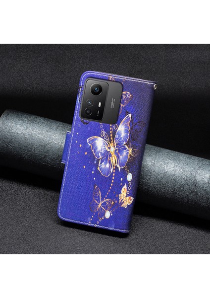 Xiaomi Için Redmi Not 12S 4g Desen Baskı Telefon Kılıfı Pu Deri Deri Stand Cüzdan Flip Kapak-Melez Kelebekleri (Yurt Dışından)